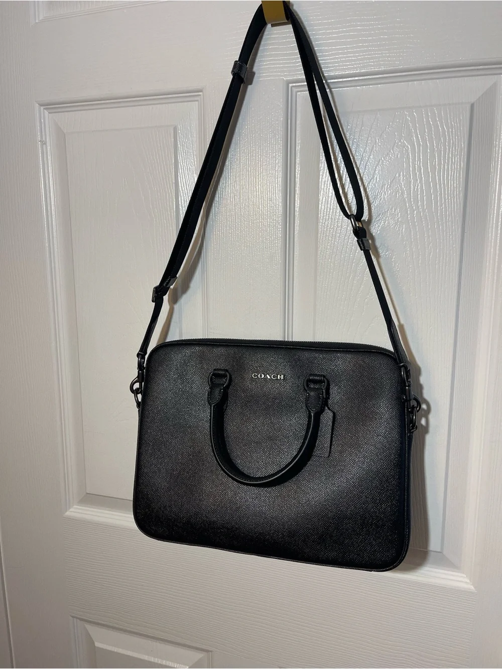 Coach Black Leather Convertible Satchel Crossbody